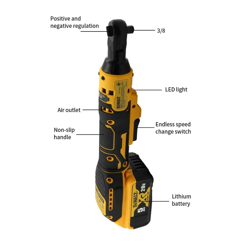 Dewalt Elektrischer Ratschenschlüssel DCF512 20 V Akku-Akkuschrauber DCF512 Entfernungsschraube Mutter 3/8 Zoll Schraubendreher Elektrowerkzeuge Schlagschrauber