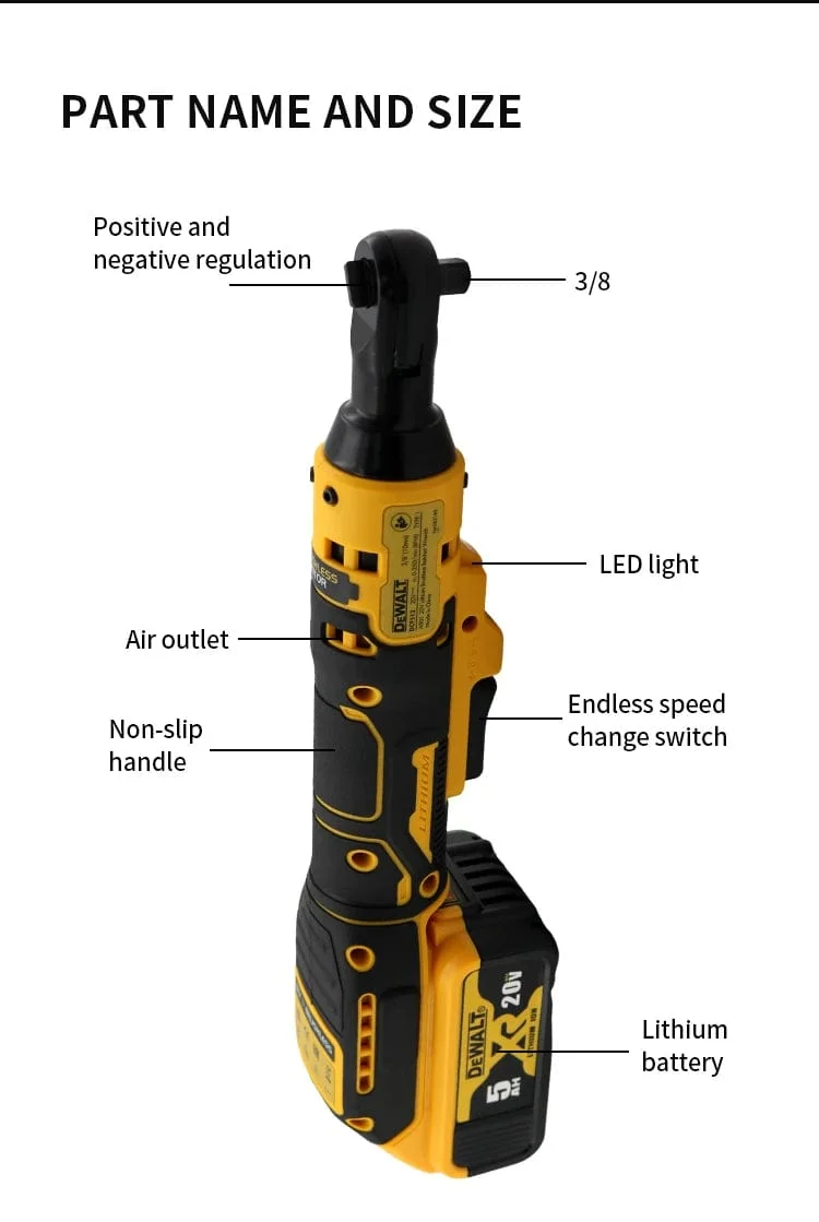 Dewalt Elektrischer Ratschenschlüssel DCF512 20 V Akku-Akkuschrauber DCF512 Entfernungsschraube Mutter 3/8 Zoll Schraubendreher Elektrowerkzeuge Schlagschrauber