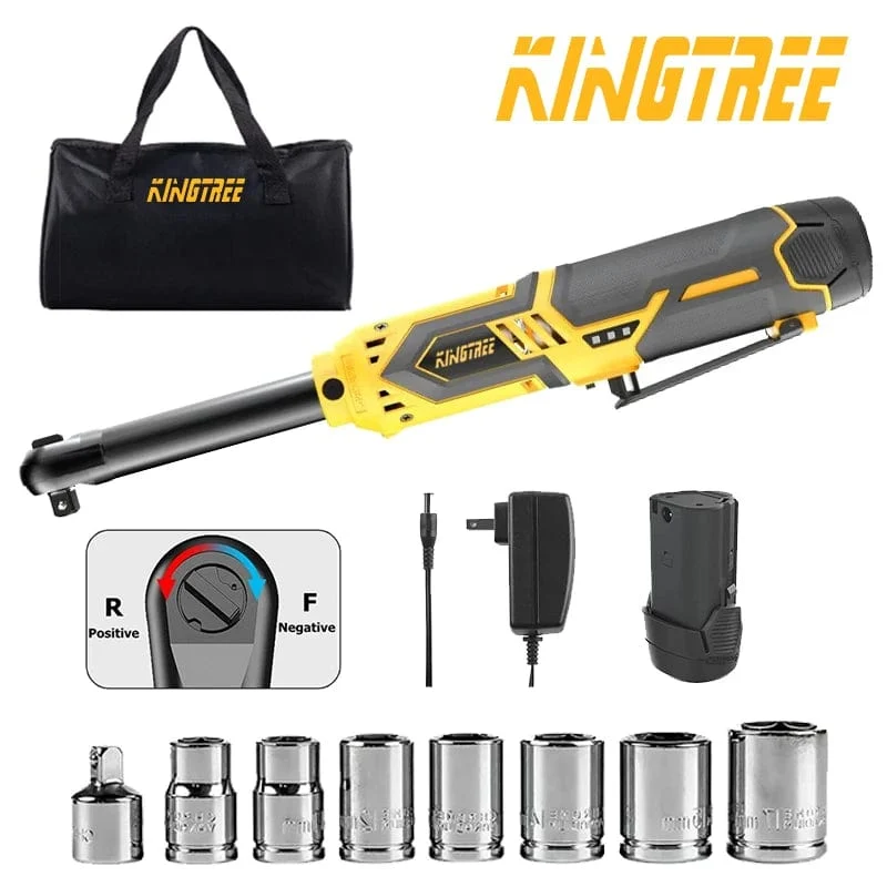 Kingtree Kabelloser Elektro-Ladeschlüssel, 12 V, erweiterter 6-Zoll-Kopf, Ratschenschlüssel, Lithium-Akku, Handwerkzeug, Elektrowerkzeuge mit hohem Drehmoment