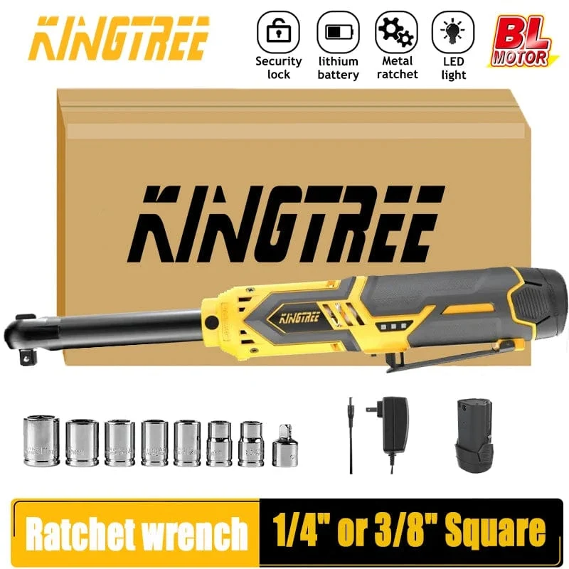 Kingtree Kabelloser Elektro-Ladeschlüssel, 12 V, erweiterter 6-Zoll-Kopf, Ratschenschlüssel, Lithium-Akku, Handwerkzeug, Elektrowerkzeuge mit hohem Drehmoment