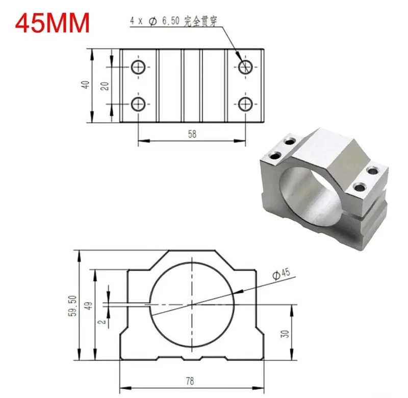 1 STÜCKE Loch 40mm/42mm/45mm/48mm/52mm/65mmMount Halterung Spindel Befestigung Für DC spindel motor
