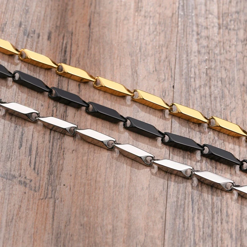 Vnox Herren-Kettenarmband mit geometrischem Rautenmuster, lässiges Armband aus Edelstahl mit Metallgliedern, Länge verstellbar