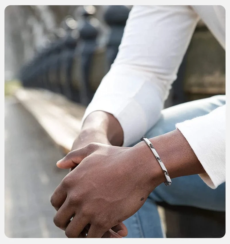Vnox Herren-Kettenarmband mit geometrischem Rautenmuster, lässiges Armband aus Edelstahl mit Metallgliedern, Länge verstellbar
