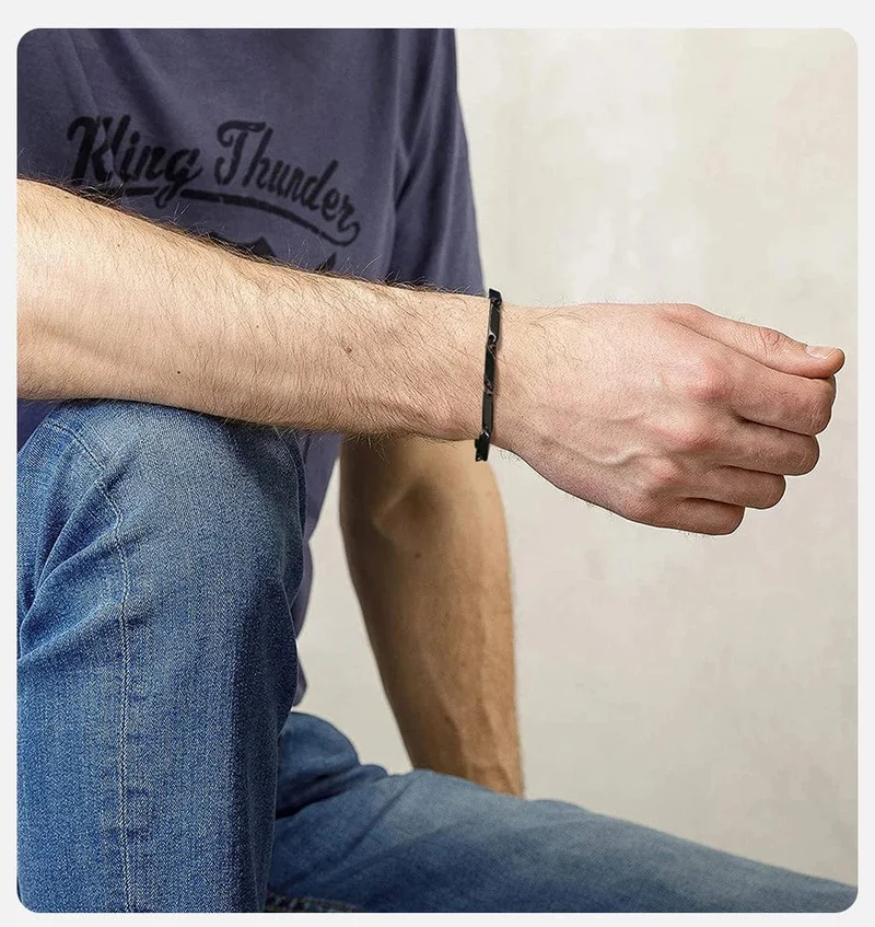 Vnox Herren-Kettenarmband mit geometrischem Rautenmuster, lässiges Armband aus Edelstahl mit Metallgliedern, Länge verstellbar