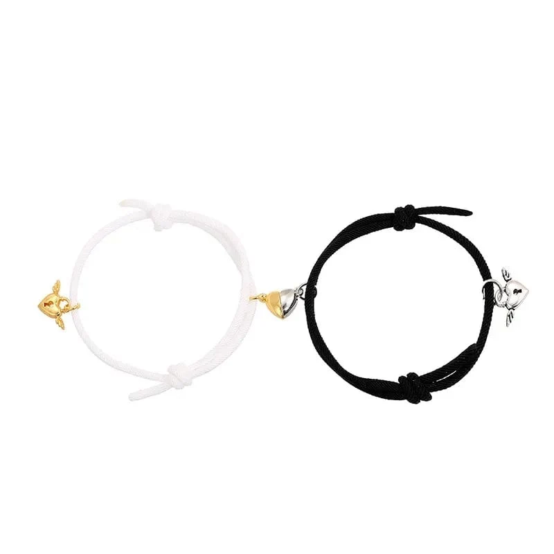 2 stücke Magnetarmband Edelstahl Herz Anhänger Charm Paar Armbänder für Liebhaber Freund Männer Frauen Geflochtene Seilarmbänder
