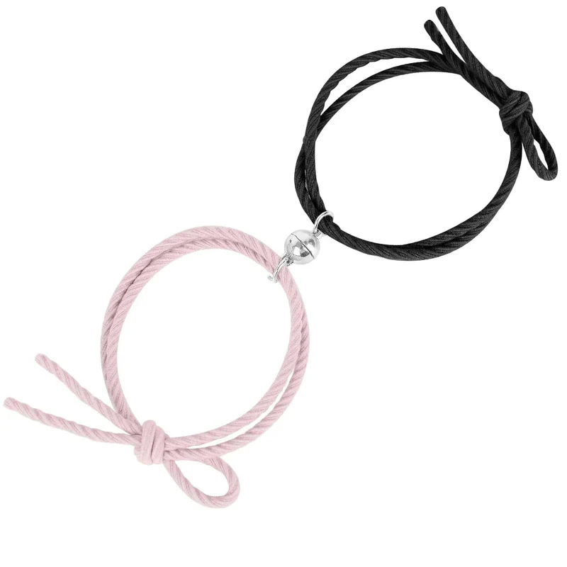 2 stücke Magnetarmband Edelstahl Herz Anhänger Charm Paar Armbänder für Liebhaber Freund Männer Frauen Geflochtene Seilarmbänder