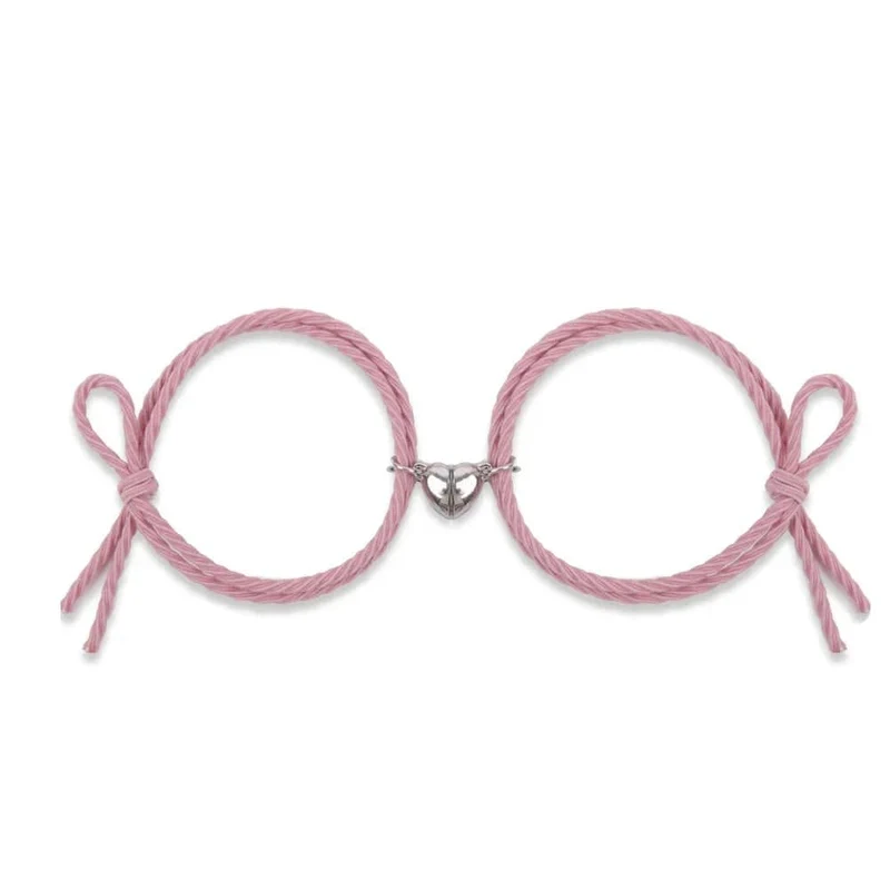 2 stücke Magnetarmband Edelstahl Herz Anhänger Charm Paar Armbänder für Liebhaber Freund Männer Frauen Geflochtene Seilarmbänder