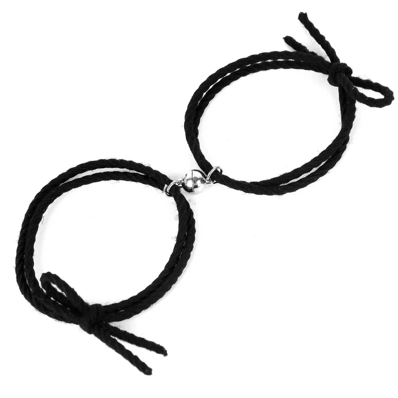 2 stücke Magnetarmband Edelstahl Herz Anhänger Charm Paar Armbänder für Liebhaber Freund Männer Frauen Geflochtene Seilarmbänder