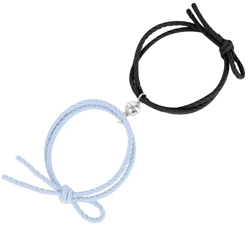 2 stücke Magnetarmband Edelstahl Herz Anhänger Charm Paar Armbänder für Liebhaber Freund Männer Frauen Geflochtene Seilarmbänder