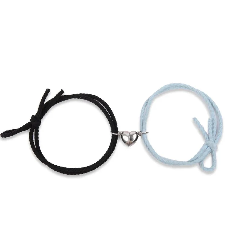 2 stücke Magnetarmband Edelstahl Herz Anhänger Charm Paar Armbänder für Liebhaber Freund Männer Frauen Geflochtene Seilarmbänder
