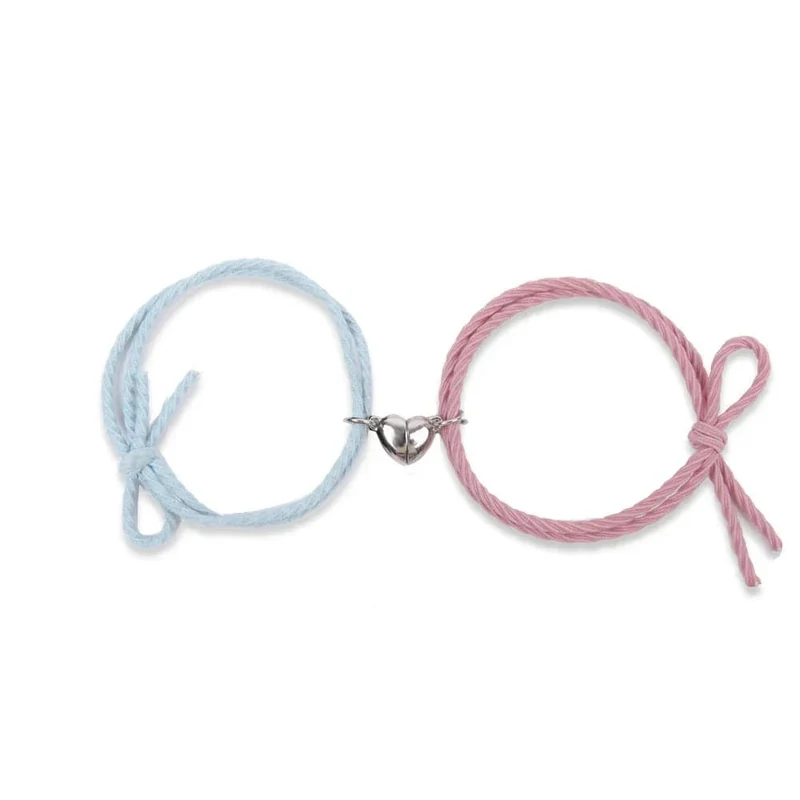 2 stücke Magnetarmband Edelstahl Herz Anhänger Charm Paar Armbänder für Liebhaber Freund Männer Frauen Geflochtene Seilarmbänder