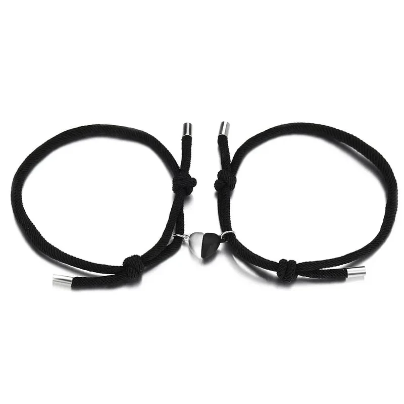 2 stücke Magnetarmband Edelstahl Herz Anhänger Charm Paar Armbänder für Liebhaber Freund Männer Frauen Geflochtene Seilarmbänder