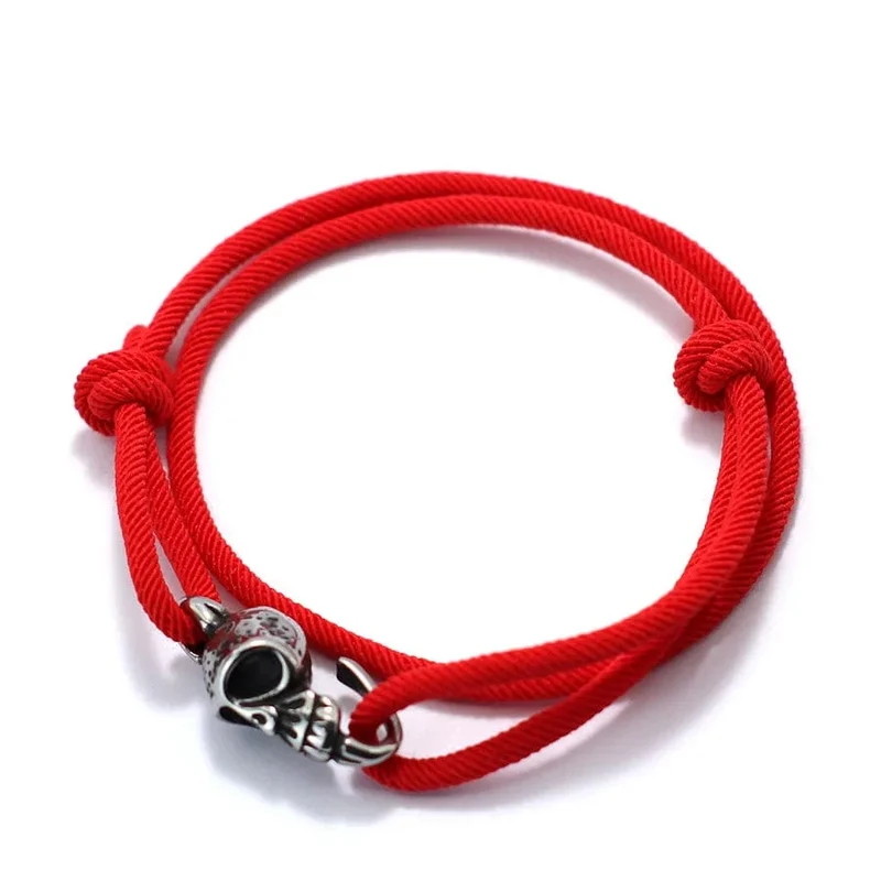 Neues Gothic-Totenkopf-Armband für Männer, handgefertigt, verschiebbar, verstellbar, dünne Schnur, Braslet, einfacher Haken, nautisches Skelett-Armband, Pulseria