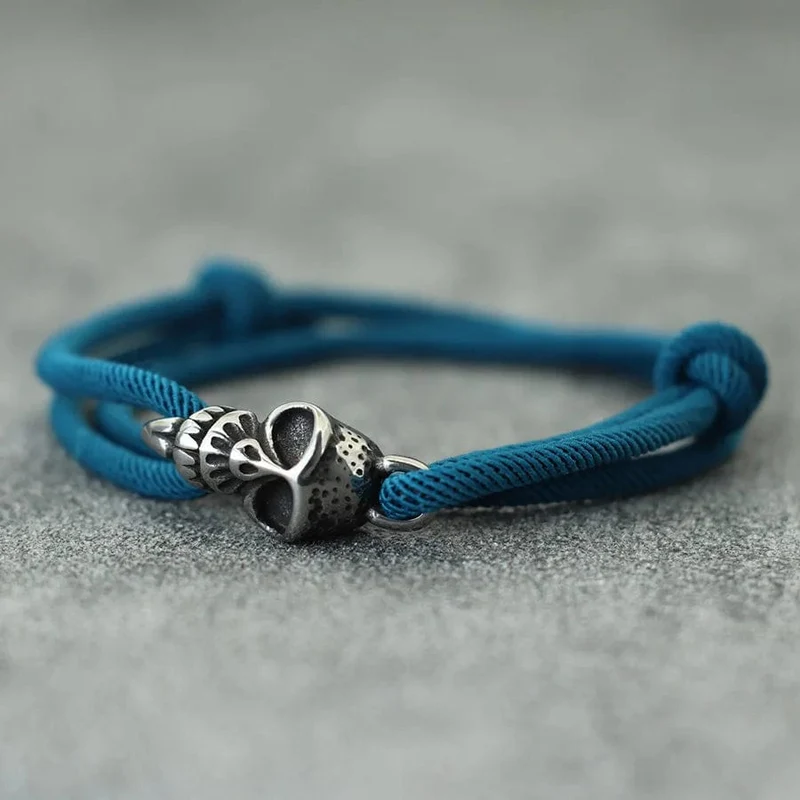 Neues Gothic-Totenkopf-Armband für Männer, handgefertigt, verschiebbar, verstellbar, dünne Schnur, Braslet, einfacher Haken, nautisches Skelett-Armband, Pulseria