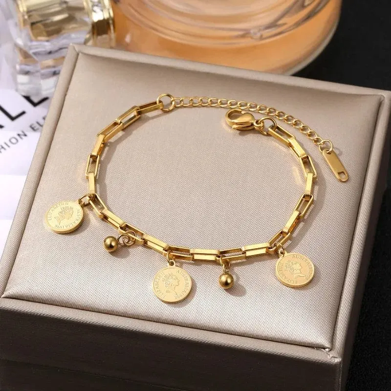 Korea Neue Mode Brief Stern Anhänger Armband Frau Einfache Vintage Edelstahl Armband Luxus Original Schmuck Zubehör