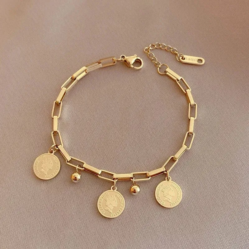 Korea Neue Mode Brief Stern Anhänger Armband Frau Einfache Vintage Edelstahl Armband Luxus Original Schmuck Zubehör