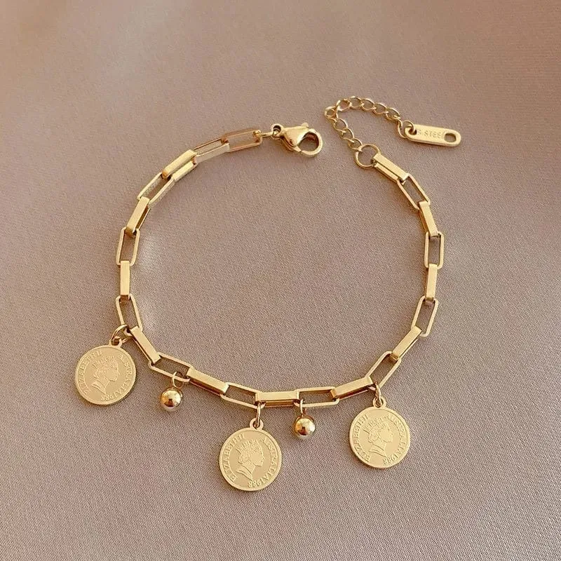 Korea Neue Mode Brief Stern Anhänger Armband Frau Einfache Vintage Edelstahl Armband Luxus Original Schmuck Zubehör