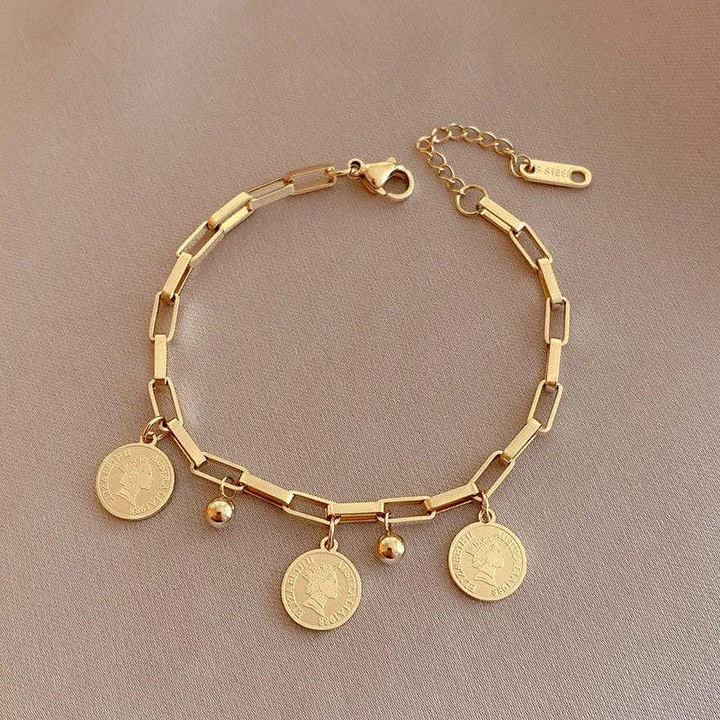Korea Neue Mode Brief Stern Anhänger Armband Frau Einfache Vintage Edelstahl Armband Luxus Original Schmuck Zubehör