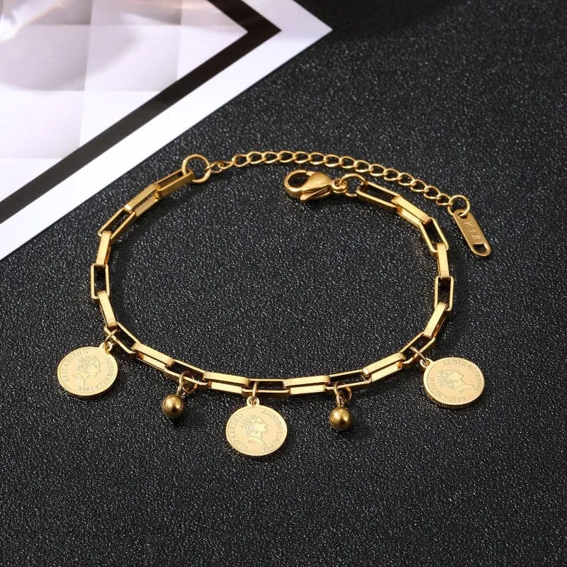 Korea Neue Mode Brief Stern Anhänger Armband Frau Einfache Vintage Edelstahl Armband Luxus Original Schmuck Zubehör
