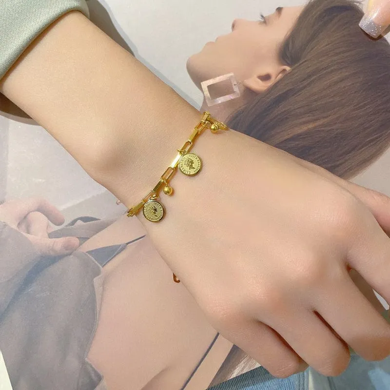 Korea Neue Mode Brief Stern Anhänger Armband Frau Einfache Vintage Edelstahl Armband Luxus Original Schmuck Zubehör