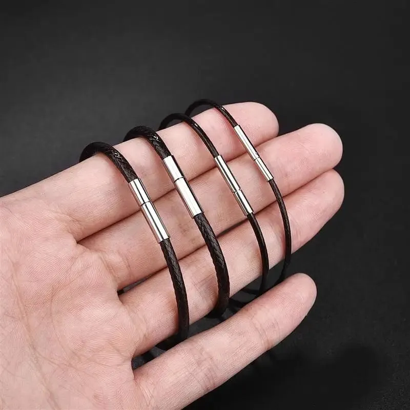 Jiayiqi Handgefertigte Lederarmbänder aus gewachster Kordel, Glücksseil-Armbänder und Armreifen für Frauen und Männer, Armbänder aus Wachskordel