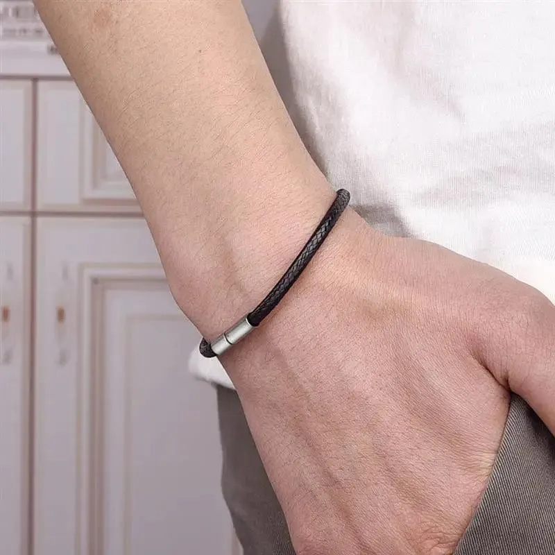 Jiayiqi Handgefertigte Lederarmbänder aus gewachster Kordel, Glücksseil-Armbänder und Armreifen für Frauen und Männer, Armbänder aus Wachskordel