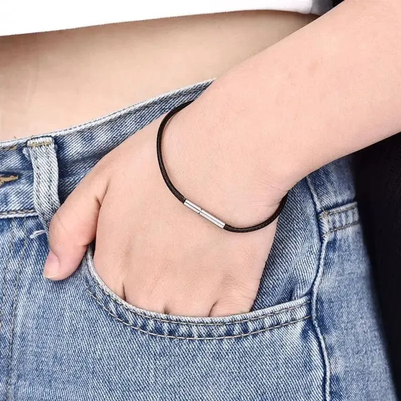 Jiayiqi Handgefertigte Lederarmbänder aus gewachster Kordel, Glücksseil-Armbänder und Armreifen für Frauen und Männer, Armbänder aus Wachskordel