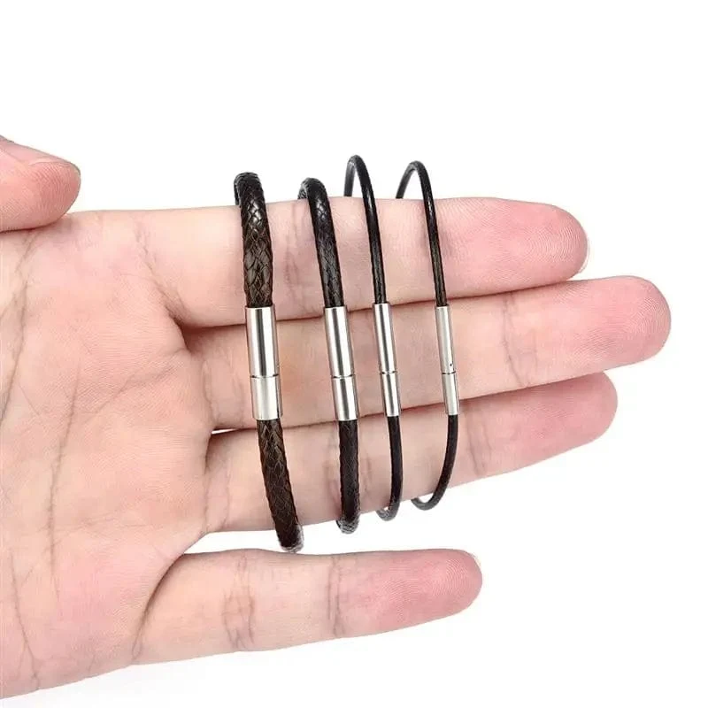 Jiayiqi Handgefertigte Lederarmbänder aus gewachster Kordel, Glücksseil-Armbänder und Armreifen für Frauen und Männer, Armbänder aus Wachskordel