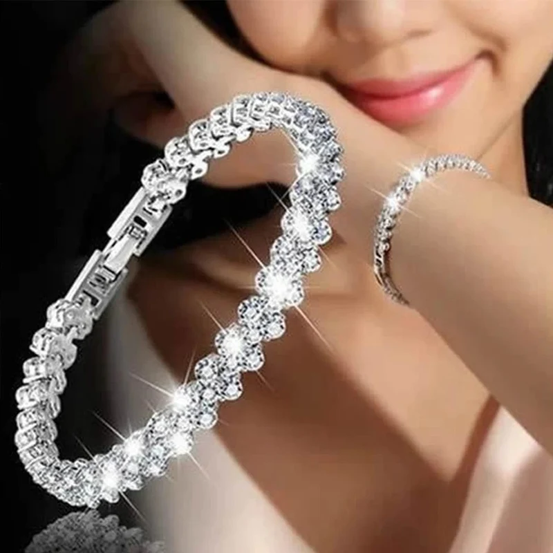 Luxus Zirkonia Kristall Tennis Armbänder Für Frauen Männer Gold Farbe Silber Farbe Armband Kette Schmuck Geschenke