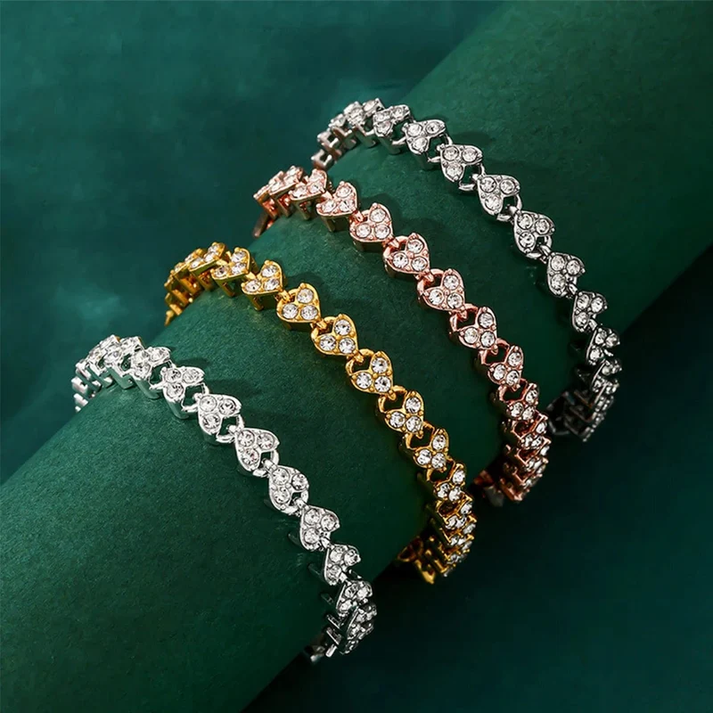 Luxus Zirkonia Kristall Tennis Armbänder Für Frauen Männer Gold Farbe Silber Farbe Armband Kette Schmuck Geschenke