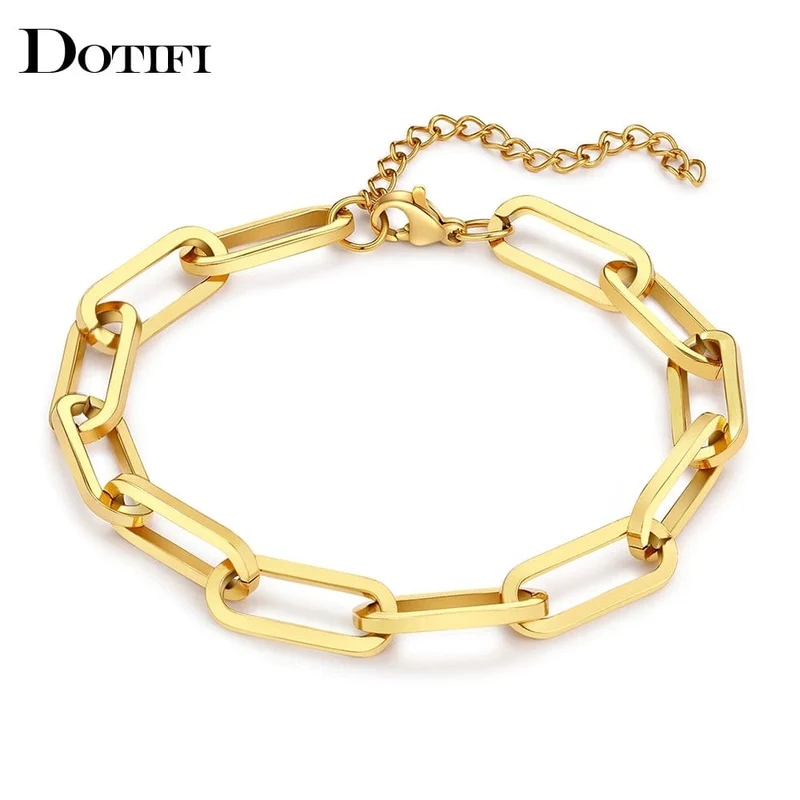 Edelstahl Armbänder Mode Büroklammer Link Kette Licht Luxus Gold Farbe Charme Armband Für Frauen Schmuck Party Feine Geschenke