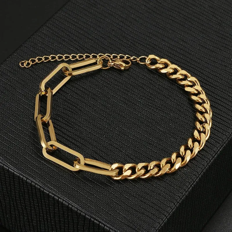 Edelstahl Armbänder Mode Büroklammer Link Kette Licht Luxus Gold Farbe Charme Armband Für Frauen Schmuck Party Feine Geschenke