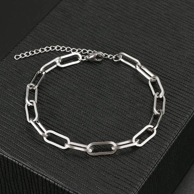 Edelstahl Armbänder Mode Büroklammer Link Kette Licht Luxus Gold Farbe Charme Armband Für Frauen Schmuck Party Feine Geschenke