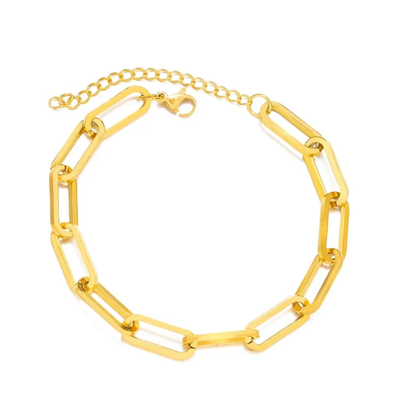 Edelstahl Armbänder Mode Büroklammer Link Kette Licht Luxus Gold Farbe Charme Armband Für Frauen Schmuck Party Feine Geschenke