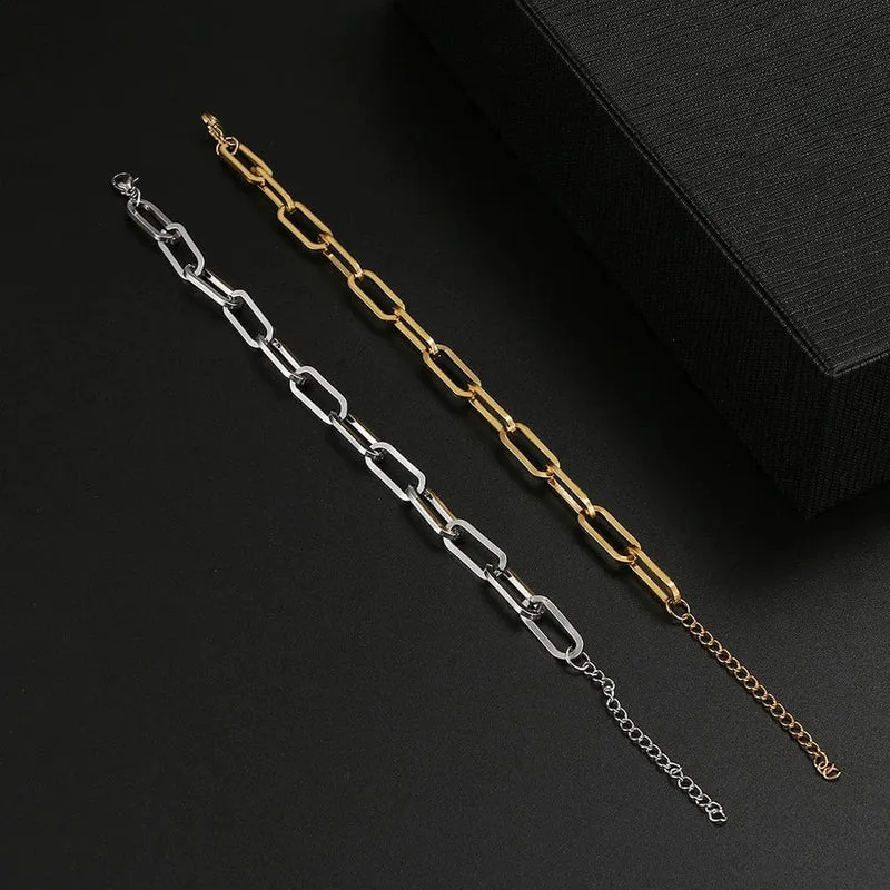Edelstahl Armbänder Mode Büroklammer Link Kette Licht Luxus Gold Farbe Charme Armband Für Frauen Schmuck Party Feine Geschenke