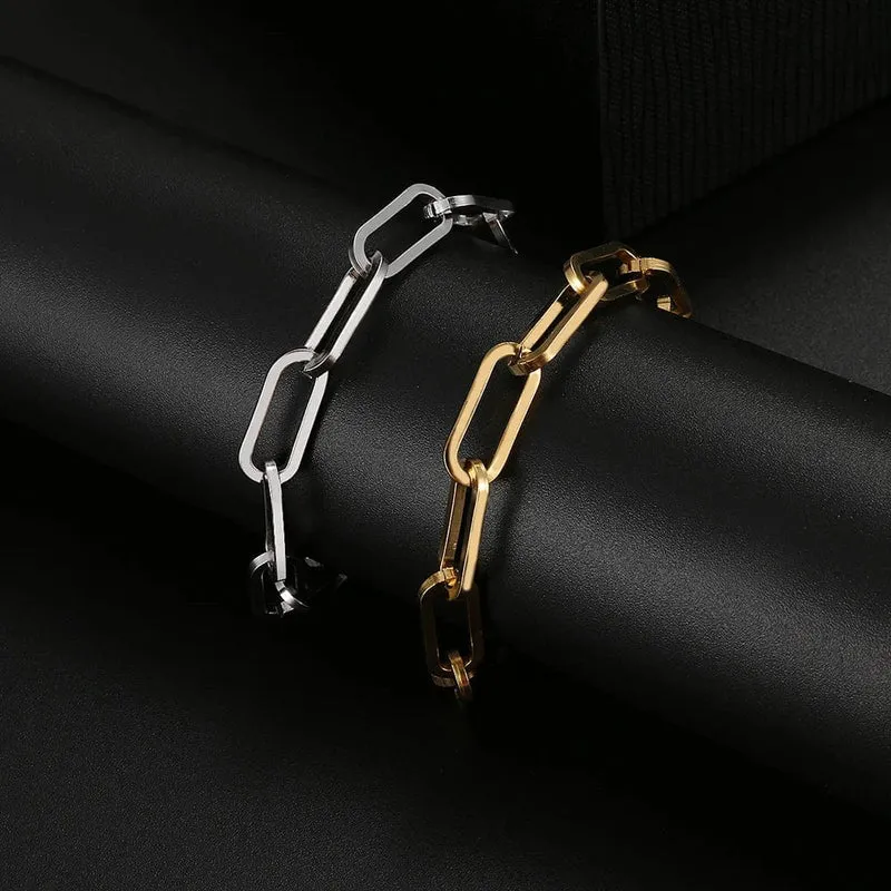 Edelstahl Armbänder Mode Büroklammer Link Kette Licht Luxus Gold Farbe Charme Armband Für Frauen Schmuck Party Feine Geschenke