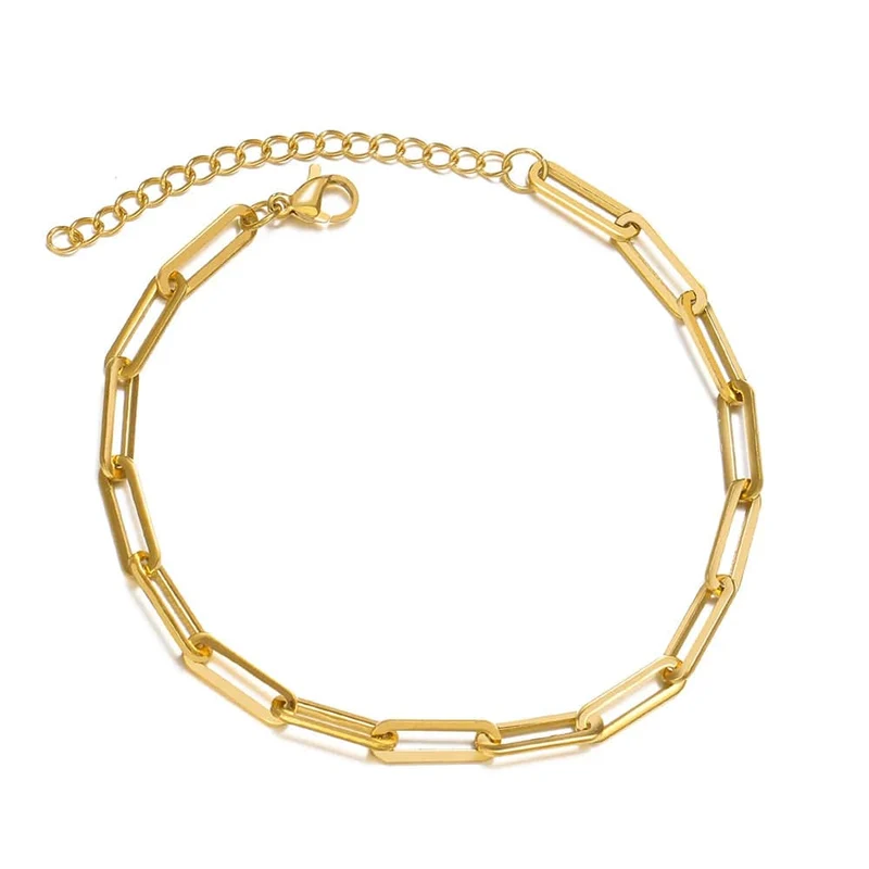 Edelstahl Armbänder Mode Büroklammer Link Kette Licht Luxus Gold Farbe Charme Armband Für Frauen Schmuck Party Feine Geschenke