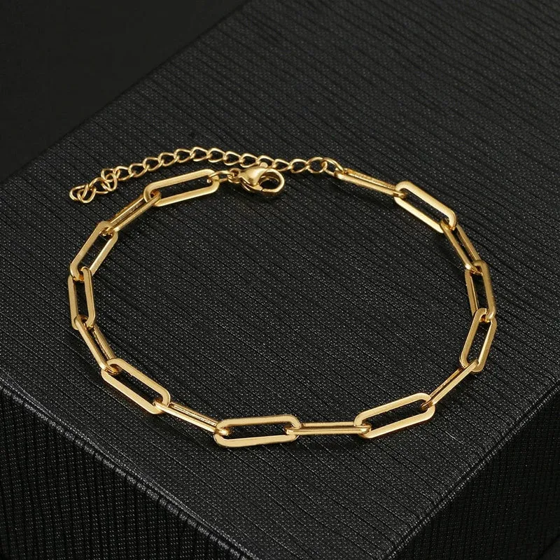 Edelstahl Armbänder Mode Büroklammer Link Kette Licht Luxus Gold Farbe Charme Armband Für Frauen Schmuck Party Feine Geschenke