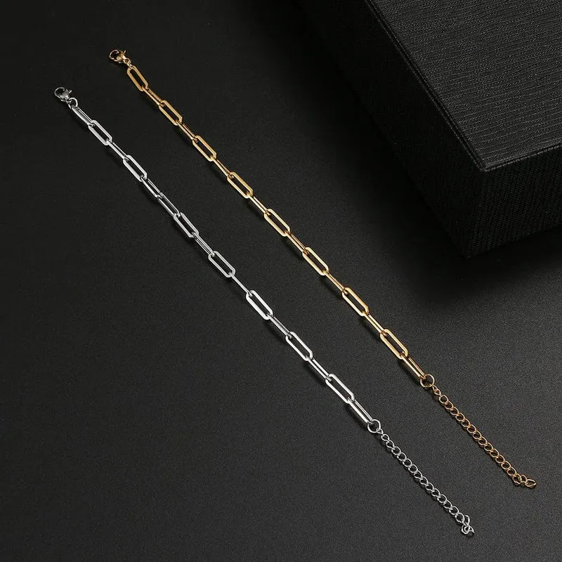 Edelstahl Armbänder Mode Büroklammer Link Kette Licht Luxus Gold Farbe Charme Armband Für Frauen Schmuck Party Feine Geschenke