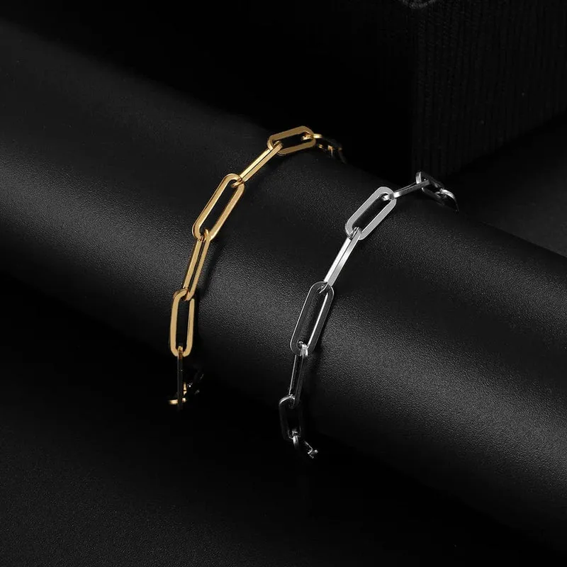 Edelstahl Armbänder Mode Büroklammer Link Kette Licht Luxus Gold Farbe Charme Armband Für Frauen Schmuck Party Feine Geschenke
