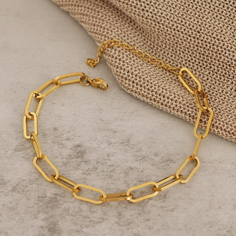 Edelstahl Armbänder Mode Büroklammer Link Kette Licht Luxus Gold Farbe Charme Armband Für Frauen Schmuck Party Feine Geschenke
