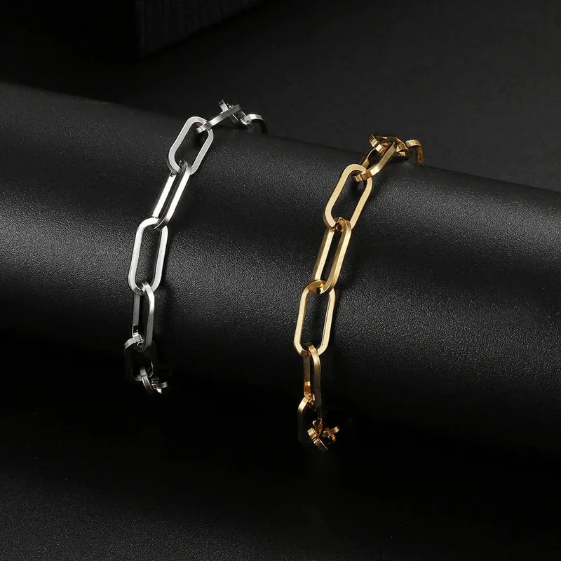 Edelstahl Armbänder Mode Büroklammer Link Kette Licht Luxus Gold Farbe Charme Armband Für Frauen Schmuck Party Feine Geschenke