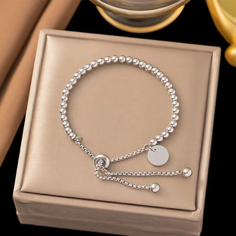 Foxanry 316L Edelstahl Perlen Pull Armbänder Für Frauen Paare Mode Einfache Klassische Lichtecht Jahrestag Schmuck Geschenke