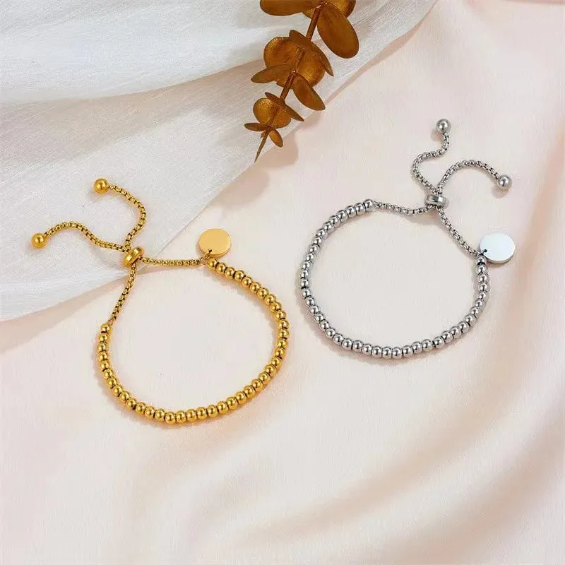 Foxanry 316L Edelstahl Perlen Pull Armbänder Für Frauen Paare Mode Einfache Klassische Lichtecht Jahrestag Schmuck Geschenke