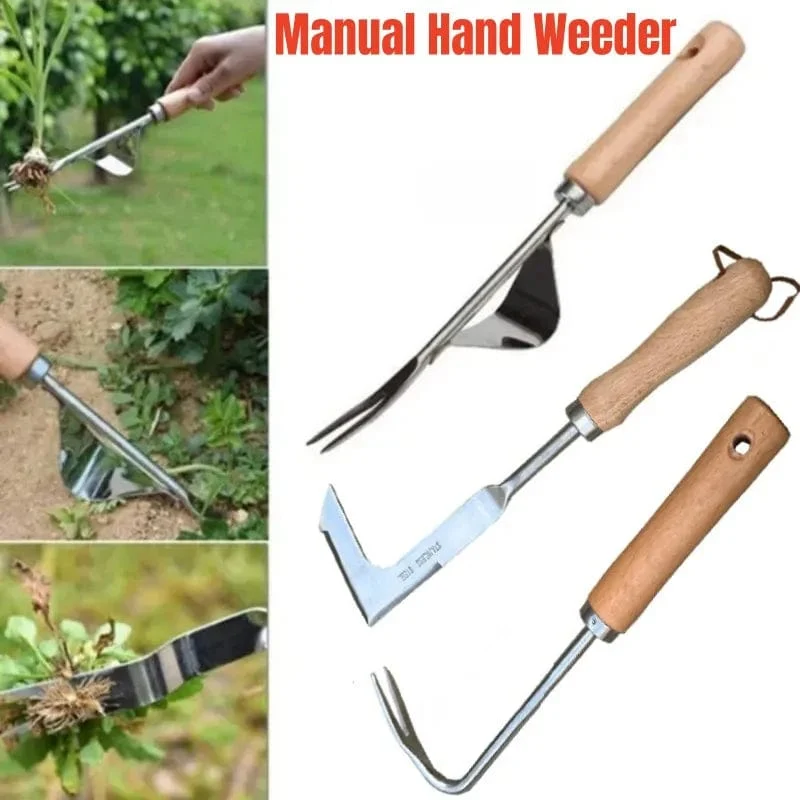 Edelstahl Holzgriff Garten Weeder Hand Jäten Entfernung Cutter Puller Werkzeuge Multifunktions Weeder Transplantation Gartengeräte