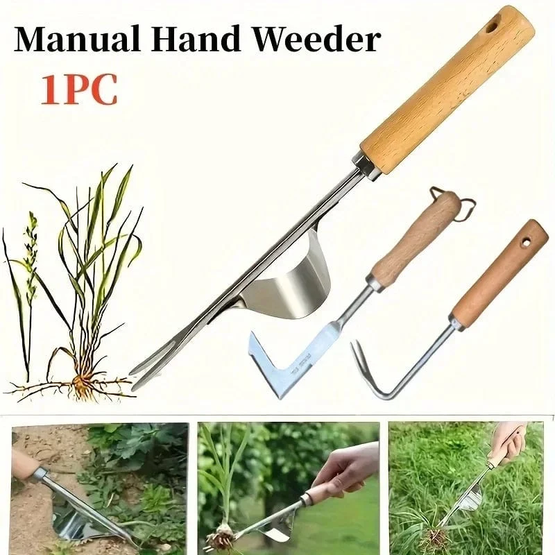 Edelstahl Holzgriff Garten Weeder Hand Jäten Entfernung Cutter Puller Werkzeuge Multifunktions Weeder Transplantation Gartengeräte