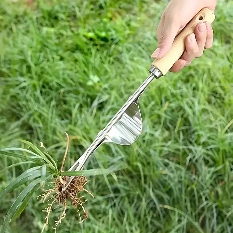 Edelstahl Holzgriff Garten Weeder Hand Jäten Entfernung Cutter Puller Werkzeuge Multifunktions Weeder Transplantation Gartengeräte