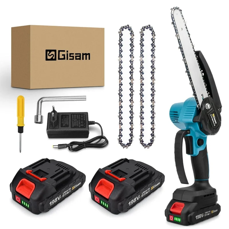 8 Zoll elektrische Kettensäge, bürstenlos, wiederaufladbar, Kettensäge für Holzbearbeitung, Garten, Mini-Astsäge, Elektrowerkzeug für Makita 18V-Akku