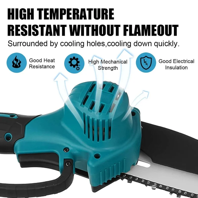 8 Zoll elektrische Kettensäge, bürstenlos, wiederaufladbar, Kettensäge für Holzbearbeitung, Garten, Mini-Astsäge, Elektrowerkzeug für Makita 18V-Akku