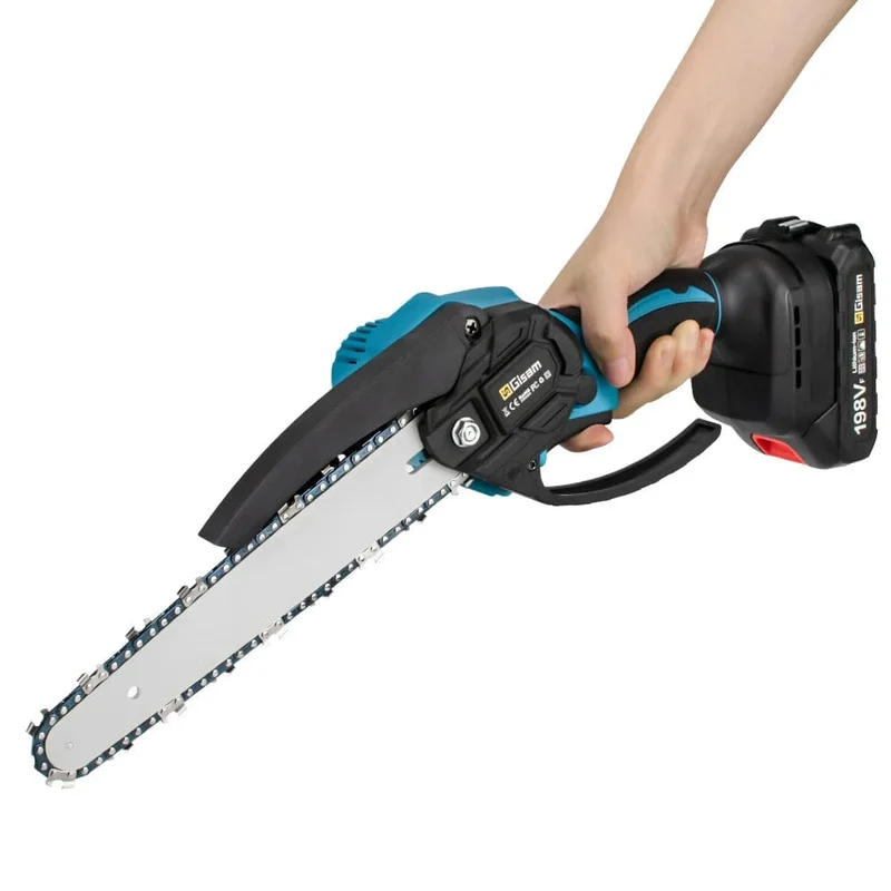 8 Zoll elektrische Kettensäge, bürstenlos, wiederaufladbar, Kettensäge für Holzbearbeitung, Garten, Mini-Astsäge, Elektrowerkzeug für Makita 18V-Akku